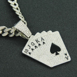 Personalized Diamond Embedding Poker Card Pendant Necklace Accessories Pendant, Hip Hop, Hip Hop, Street Dance, Cool Punk Necklace