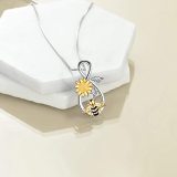 Honeybee Sunflower Pendant Necklace
