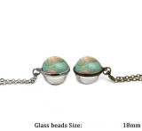 Earth patterned crystal glass ball pendant necklace