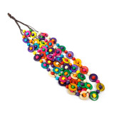 Bohemian Ethnic Style Necklace Coconut Shell Pendant Colorful Multi layered Beads Handwoven Long Necklace