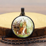Easter Rabbit Time Gem Glass Necklace