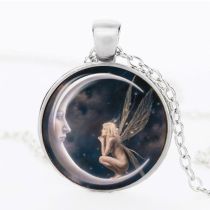 Angel Glass Necklace Time Gem Moon Angel Pendant