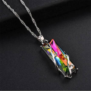 Gorgeous Colorful Stone Square Necklace
