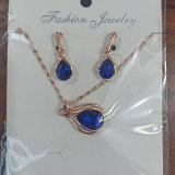 Blue Green Red Droplet Necklace Earring Set