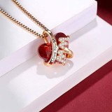 Red Crystal Love MOM Pendant Mother's Day Thanksgiving Gift Necklace