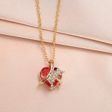 Red Crystal Love MOM Pendant Mother's Day Thanksgiving Gift Necklace