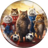 20MM Football Space Cat Print glass snap button charms