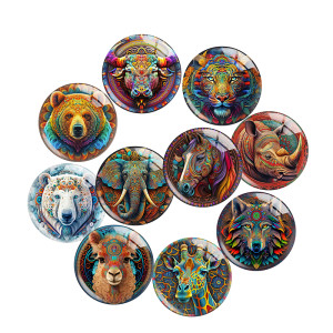 20MM animal Print glass snap button charms