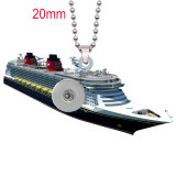 Cruise ship Double sided Printed  Acrylic 60CM Necklace Pendant fit 20MM Snaps button jewelry wholesale