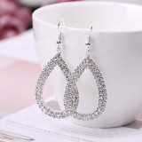 Fashion hollow out water drop diamond earrings
