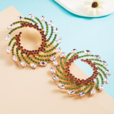 Alloy diamond studded colored glass diamond earrings