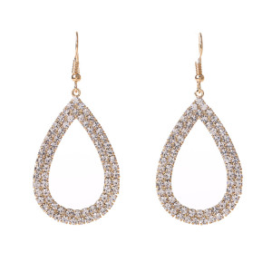 Fashion hollow out water drop diamond earrings