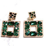 Geometric square glass diamond earrings