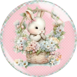 20MM Rabbit Easter Print glass snap button charms