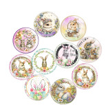 20MM Rabbit Easter Print glass snap button charms