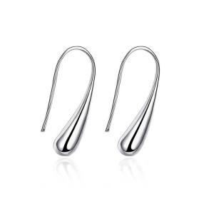 Silver Droplet Smooth Face Earrings