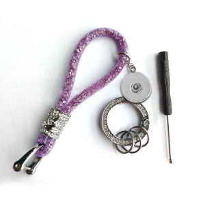 Car Keychain Diamond Crystal Keychain Three Piece Set fit  20MM Snaps button jewelry wholesale