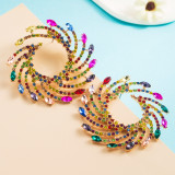 Alloy diamond studded colored glass diamond earrings