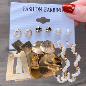 Alloy pearl acrylic resin earring set