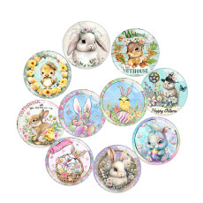 20MM Rabbit Easter Print glass snap button charms