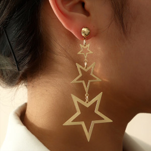 Multi layer Pentagram splicing earrings