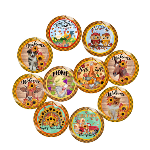 20MM Thanksgiving Print glass snap button charms