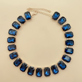 Rectangle 13 * 18 square crystal gemstone necklace mixed color collar
