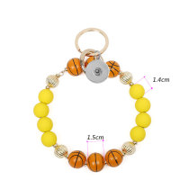 Ball Games Baseball Football Basketball Wooden Bracelet Keychain fit  20MM Snaps button jewelry wholesale