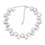 Full diamond alloy inlaid diamond square glass diamond banquet accessory necklace