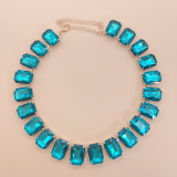 Rectangle 13 * 18 square crystal gemstone necklace mixed color collar