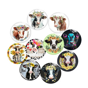 20MM Cow Print glass snap button charms
