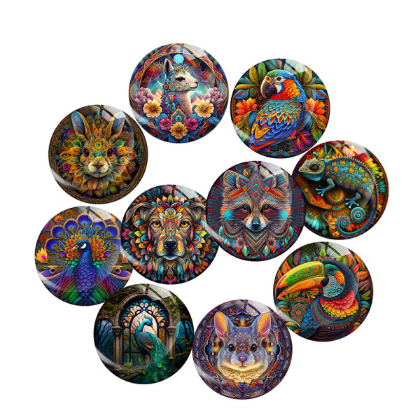 20MM animal Print glass snap button charms