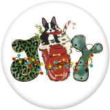 Painted metal 20mm snap buttons Christmas  JOY  Print