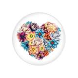 Painted metal 20mm snap buttons love Flower pattern Print  charms