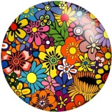Painted metal 20mm snap buttons  Flower Print   DIY jewelry
