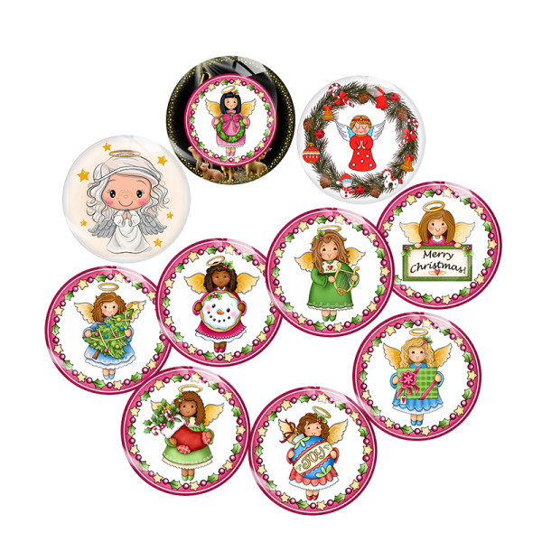 Painted metal 20mm snap buttons Christmas Print  charms