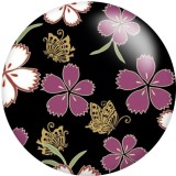 Painted metal 20mm snap buttons Flower  pattern  Print   DIY jewelry