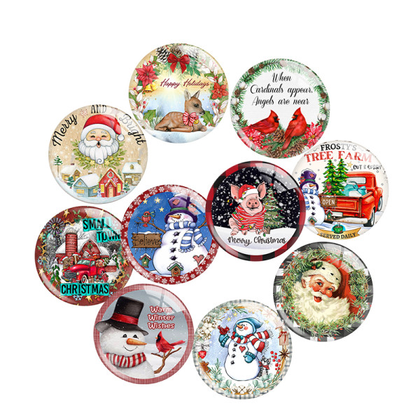 Painted metal 20mm snap buttons Christmas Print  charms