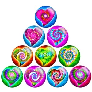 Painted metal 20mm snap buttons love pattern Print   DIY jewelry