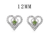 12MM love rhinestone snap silver plated  interchangable snaps jewelry