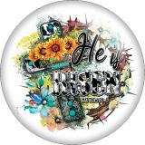 Painted metal 20mm snap buttons Faith Flower Cross pattern Print  charms