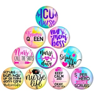 Painted metal 20mm snap buttons Nurse Print   DIY jewelry