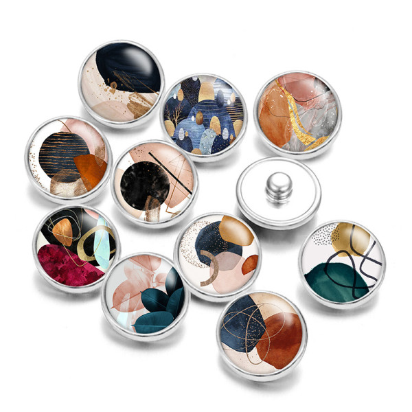 Painted metal 20mm snap buttons  pattern Print   DIY jewelry