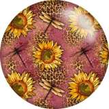 Painted metal 20mm snap buttons Sunflower leopard pattern Print