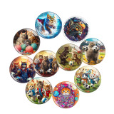 Painted metal 20mm snap buttons Football Space Cat Print  charms
