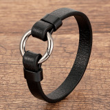 21CM Woven leather circular alloy leather rope bracelet