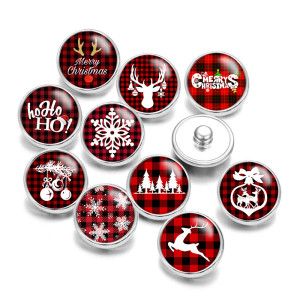 Painted metal 20mm snap buttons Christmas Deer Print  charms