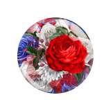 Painted metal 20mm snap buttons Flower Rose girl Print  charms