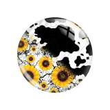 Painted metal 20mm snap buttons sunflower Leopard pattern Print  charms