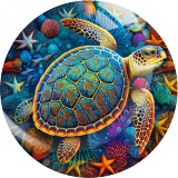 20MM marine organism Print glass snap button charms